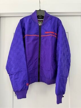 Vintage Arctic Cat 80s 90s Purple Racing Bomber Windbreaker Jacket Nylon M